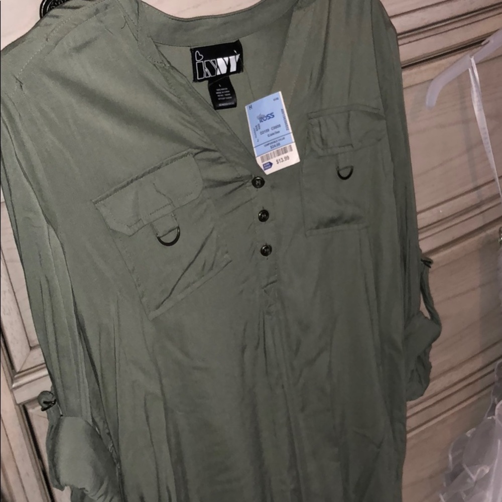 Long sleeve , olive green dress